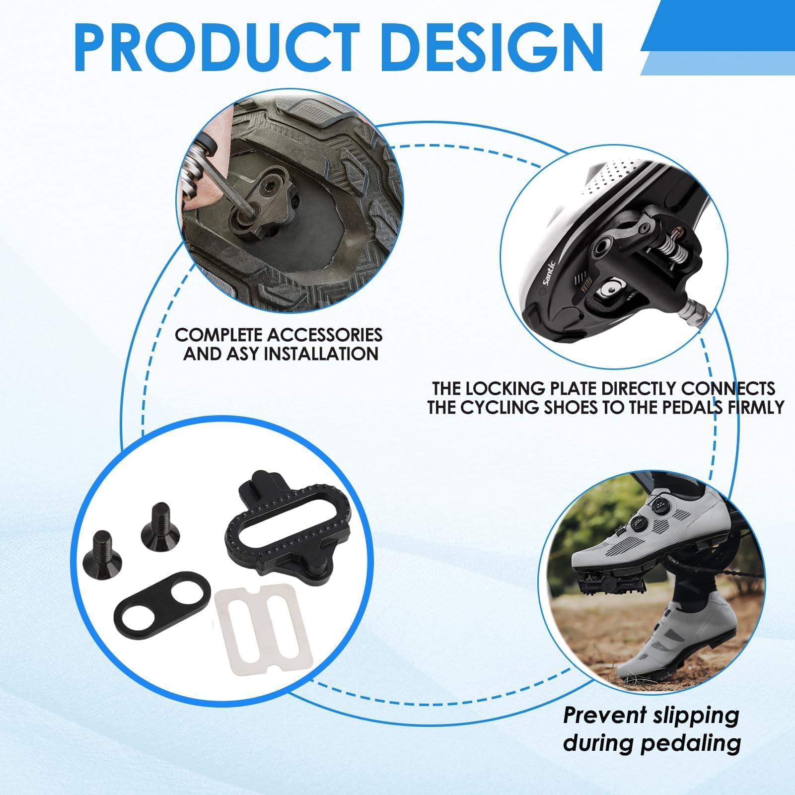2 unidades de Cleats de bicicleta con placas antideslizantes compatibles con pedales Shimano MTB SPD (SH51), SPD Cleats Set para bicicleta de montaña y zapatos de ciclismo de interior, alta