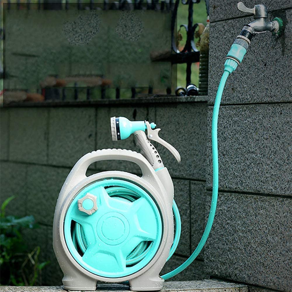 JUMIX Wall Mounted Auto Retractable Garden Hose Pipe Reel, 7 Function Sprayer, 50FT Hideaway Hose Reel Wall Mount for Cleaning Patio Car Washing Agricultural Pet Shower, Mini & Portable (B0CY2S9GPZ) Amazon Price History, Amazon Price Tracker