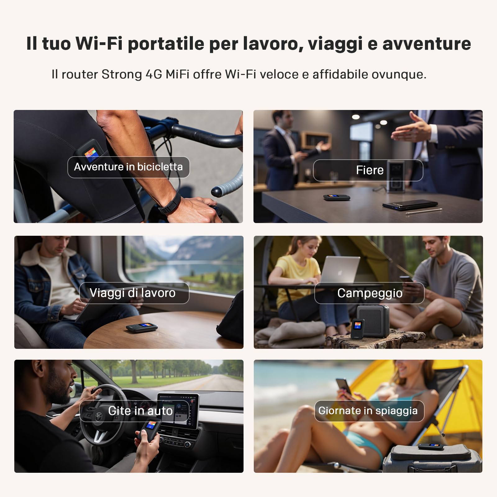 STRONG 4GMIFI150CD Saponetta WiFi con SIM, CAT4 150 Mbps | Display a Colori, Hotspot WiFi per Viaggi e Lavoro Mobile, Condivide 4G con 10 Dispositivi, Batteria 2100 mAh & USB-C