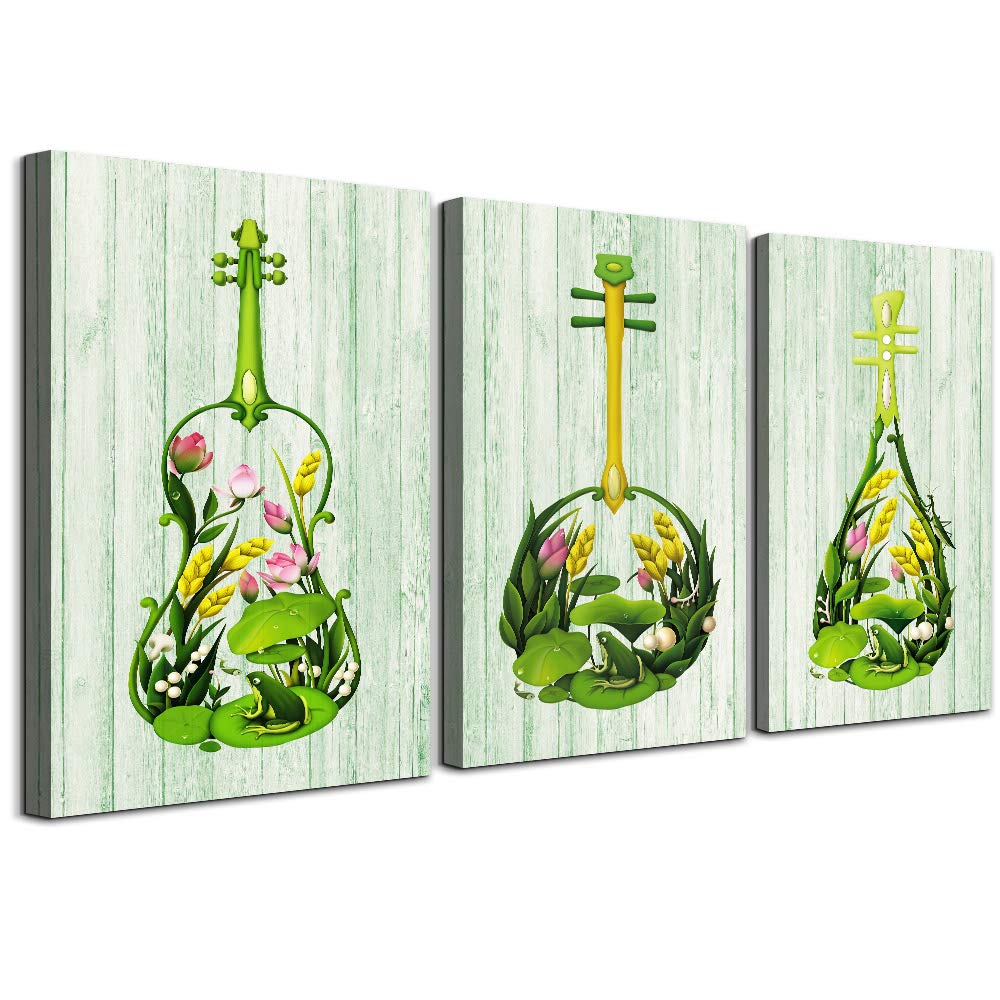 family bedroom Wall Decor Canvas Wall Art for living room modern wall decorations for bathroom office Abstract wall paintings Green plants wall pictures Wood Artwork Home Decoration 12" x 16" 3 Piece