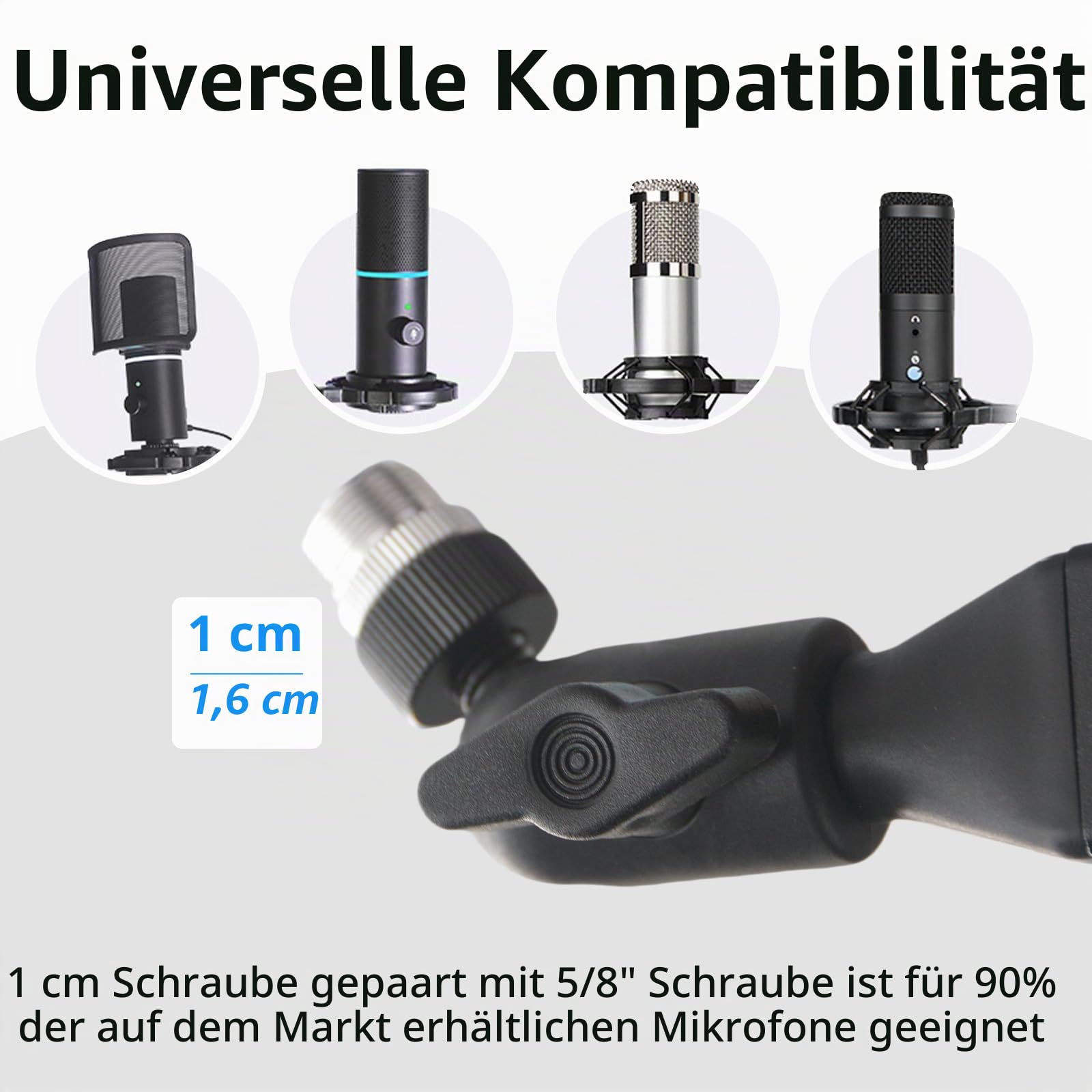 Mikrofon-Boomarm, flaches Mikrofonarm-Stativ mit Tischklemme, Schraubenadapter, versteckten Kabelführungskanälen, verstellbares Mikrofonstativ für Boomstick-Mikrofone, für Podcast-, Gaming