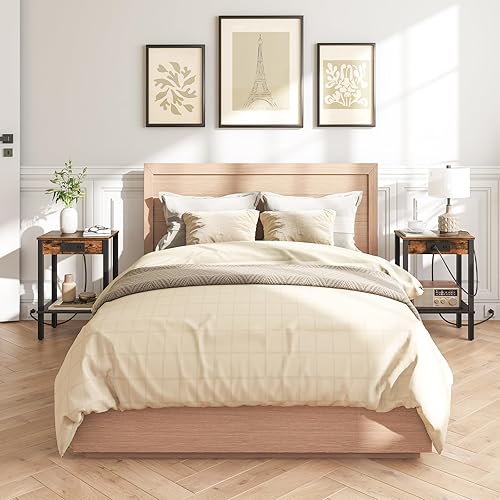 Miniatura 4 de HOOBRO Side Table with Charging Station, Set of 2 End Tables with USB Ports and Outlet, Nightstand with 2-Tier Storage Shelf, for Living Room,