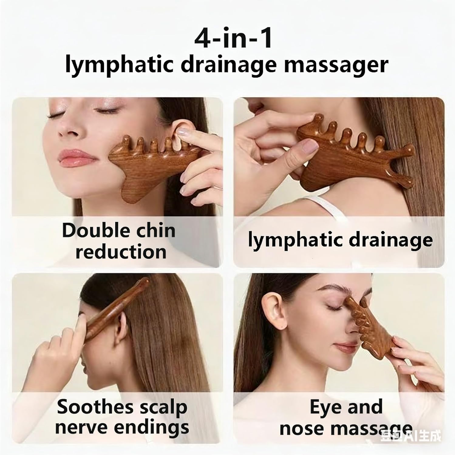 4Pcs Wood Therapy Massage Tools Lymphatic Drainage Massager Wooden Massager Body Sculpting Tools for Body gua sha,Anti-Cellulite,Pain Relief - Image 2