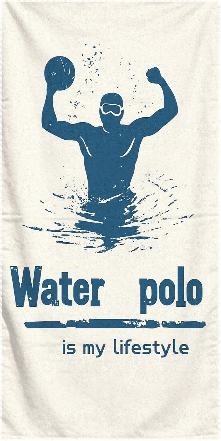 Water Polo Pattern Beach Towel Lightweight Soft Extra Large Oversized Beach Towel 36"x72" Absorbent Quick Dry Microfiber Towels Summer Beach Pool Swim Travel (Water Polo, 36x72inch)