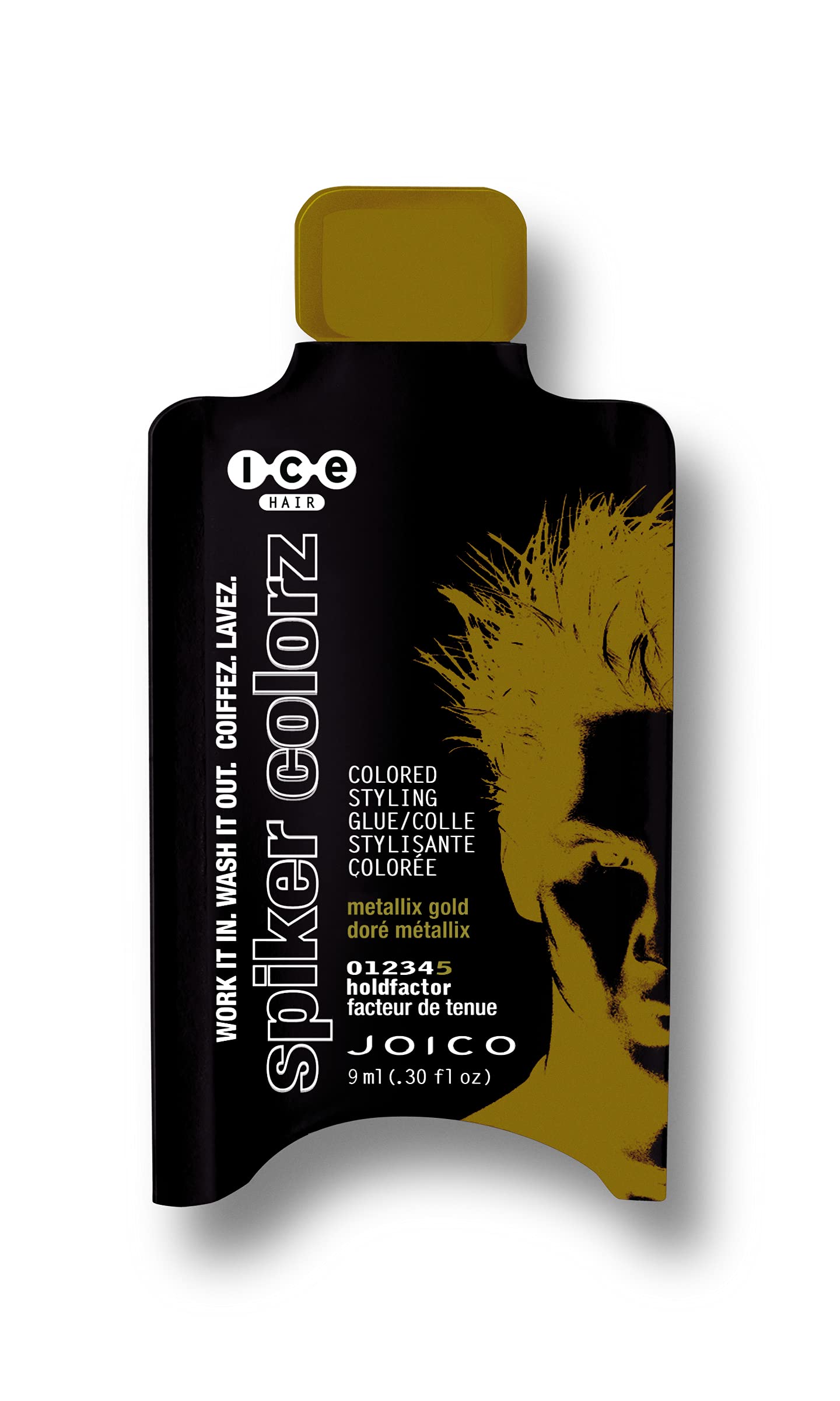 JoicoICE Spiker Colorz Metallix Gold Colored Styling Glue Water - Resistant For Most Hair Types, Gold, 0.30 fl. oz.