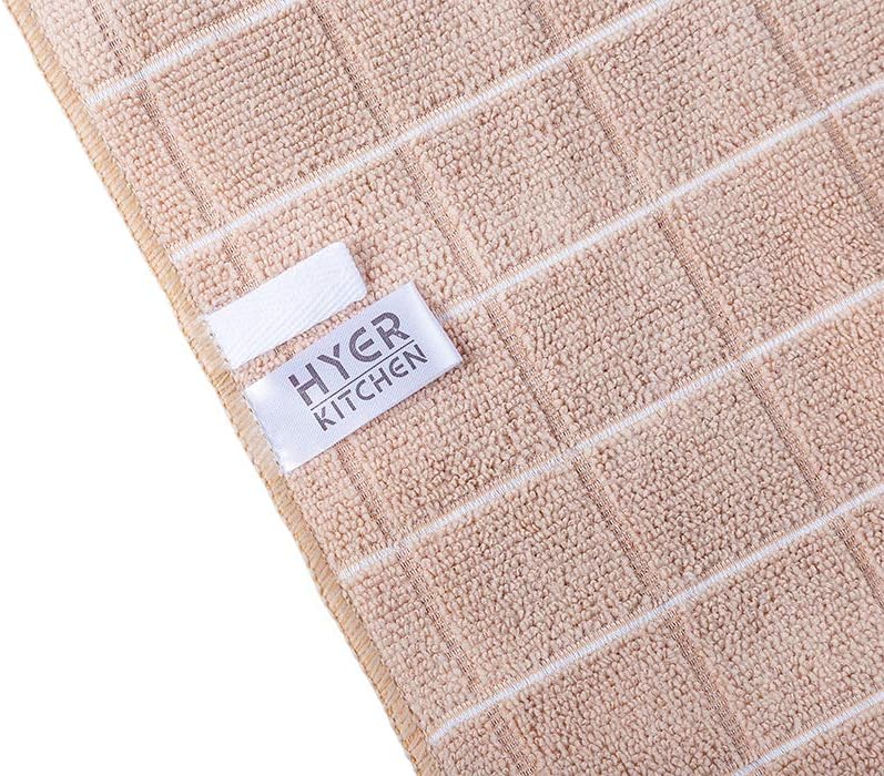 Microfiber Dish Towels - Soft, Super Absorbent and Lint Free Kitchen Towels - 8 Pack (Lattice Designed Camel Colors) - 26 x 18 Inch (Camel) image 3