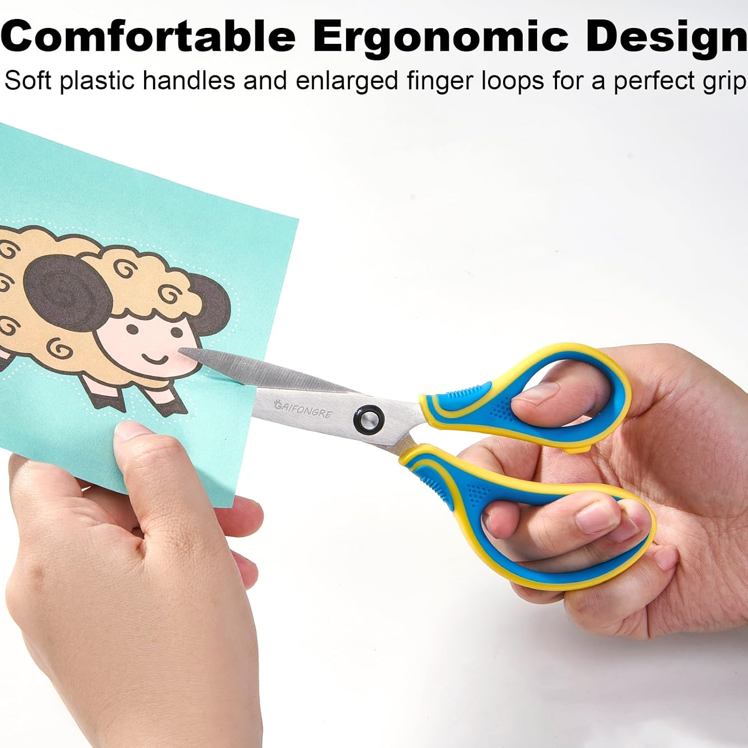 7" Kids Scissors Set of 3, Durable Stainless Steel Blades, Ergonomic Comfortable Handles, for Kids Ages 8+, Perfect for Student School Craft DIY Home