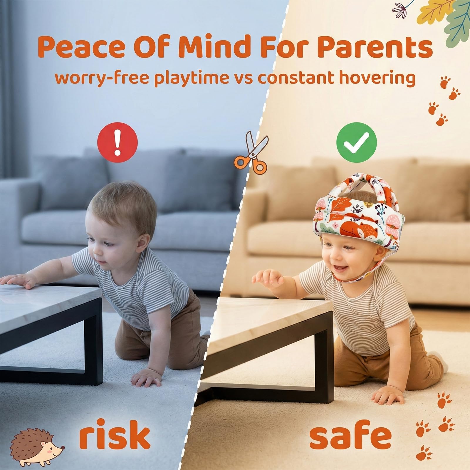 Casco Protector Ajustable y Transpirable Anti-Caídas para Bebés 6-36 Meses