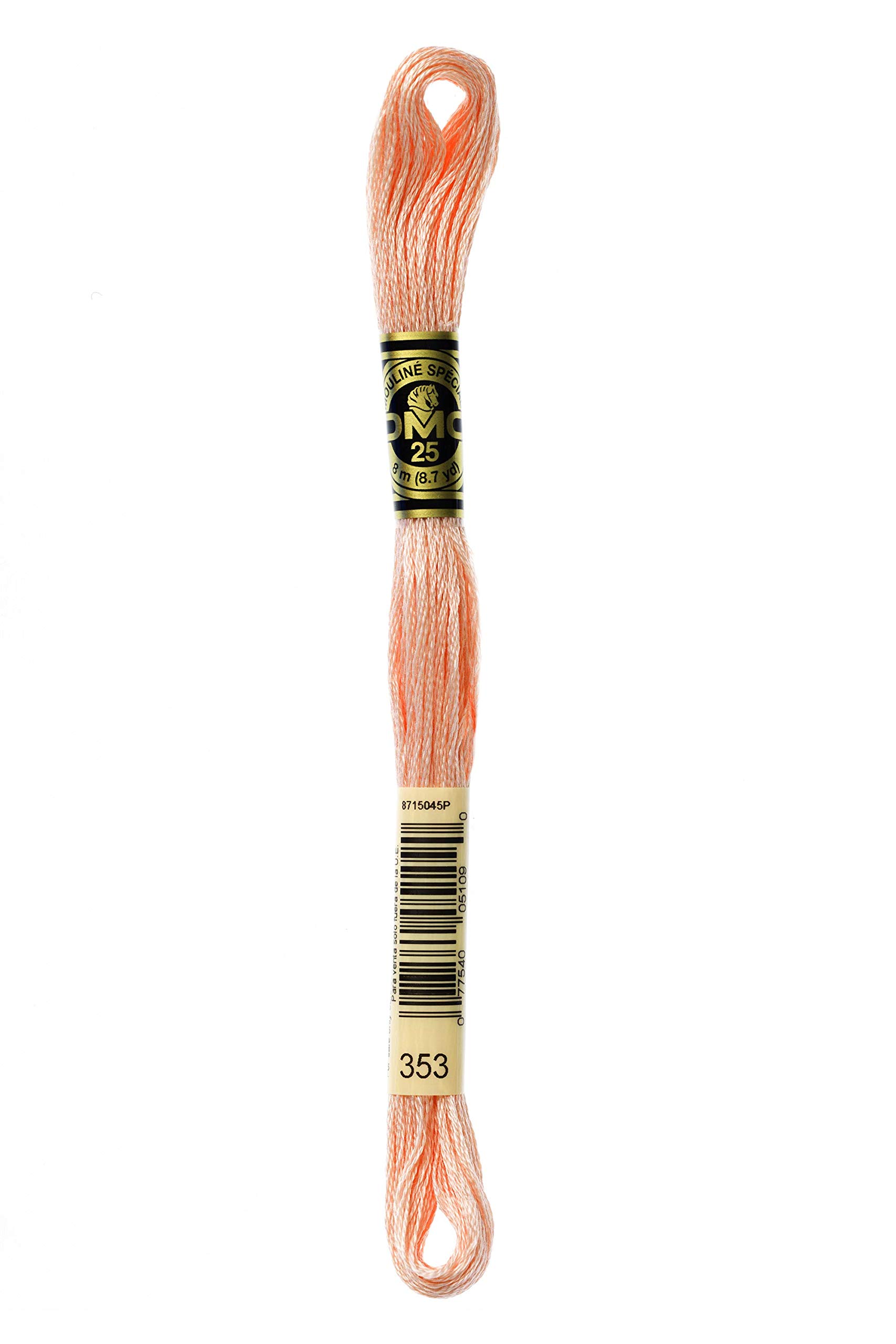 DMC 117-353 Mouline Stranded Cotton Six Strand Embroidery Floss Thread, Peach, 8.7-Yard
