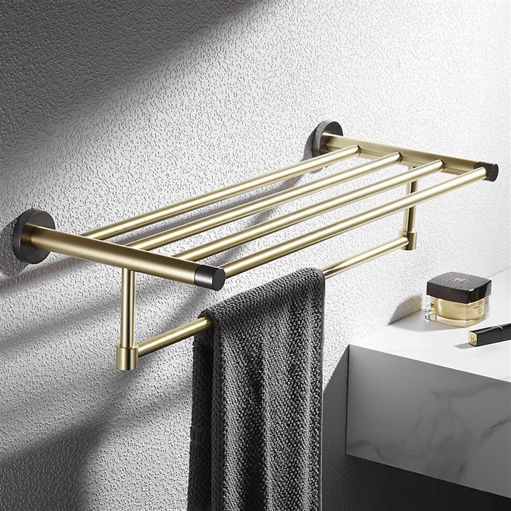 Toallero de baño estantes de almacenamiento de latón JCAKES organizador pared