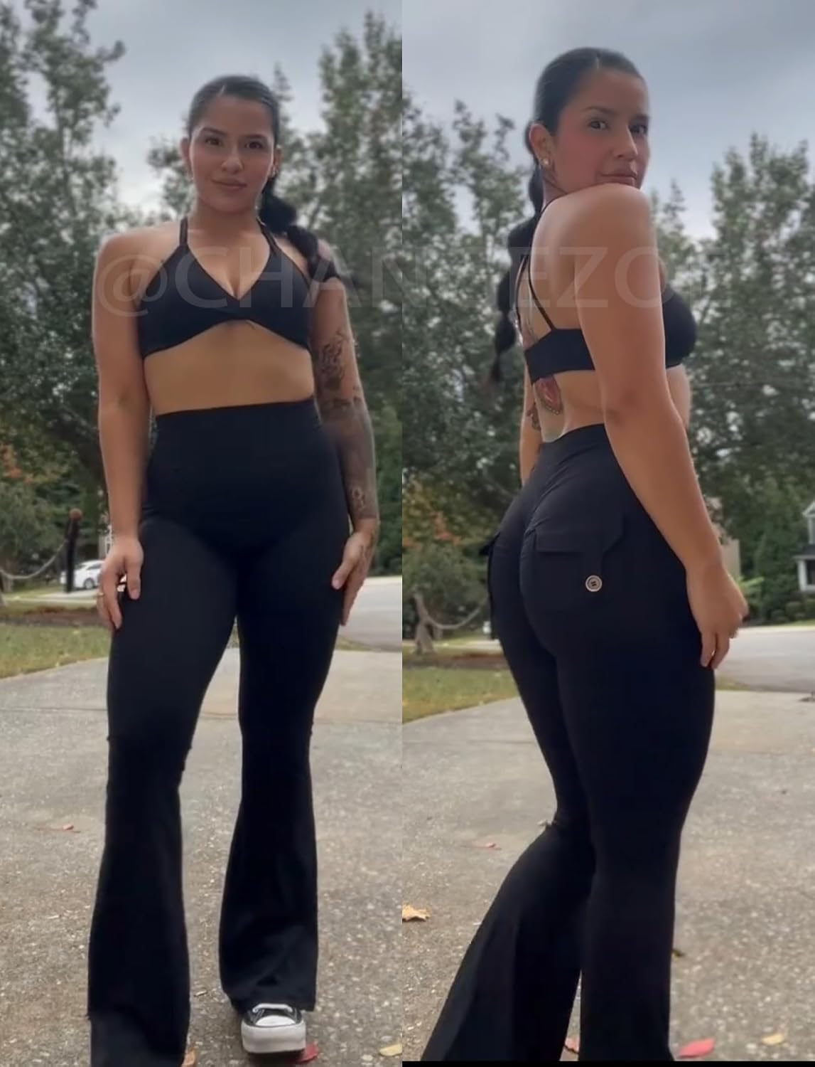 Flare Leggings with Back Pockets for Women Workout Leggings Scrunch Butt Lifting Gym Yoga Pant - Image 6