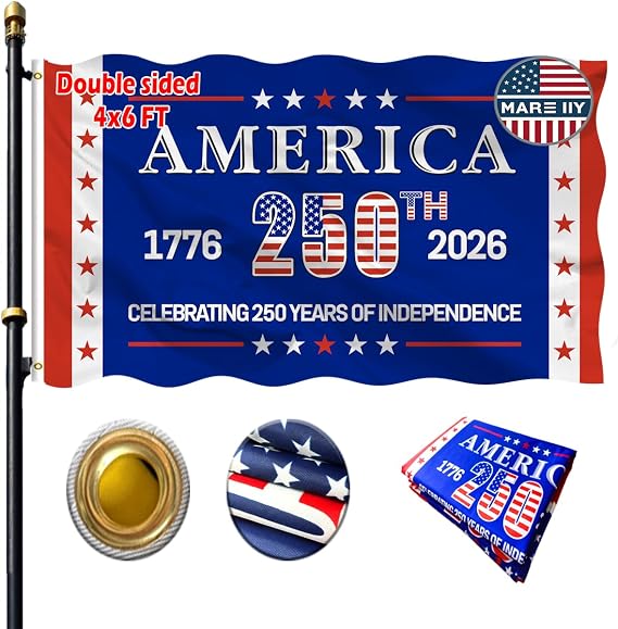 VOLTA Blue American Flag 4x6 ft for 250th Anniversary - Double Sided Heavy Duty Outdoor Flag, 3-Ply UV Fade Resistant with Brass Grommets, 1776-2026 USA Freedom Banner for Yard & Indoor Decor