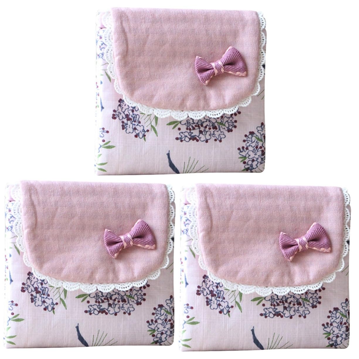 3pcs Women Pad Holder Zipper Diaper Pouch Holder Storage Pouch Storage Bag Diaper Sacks Period Napkin Pouch Women Menstrual Pad Pouch Money Diaper Bag Wallet Girl Sweet, Pink, 12X12X2CM,-image-43