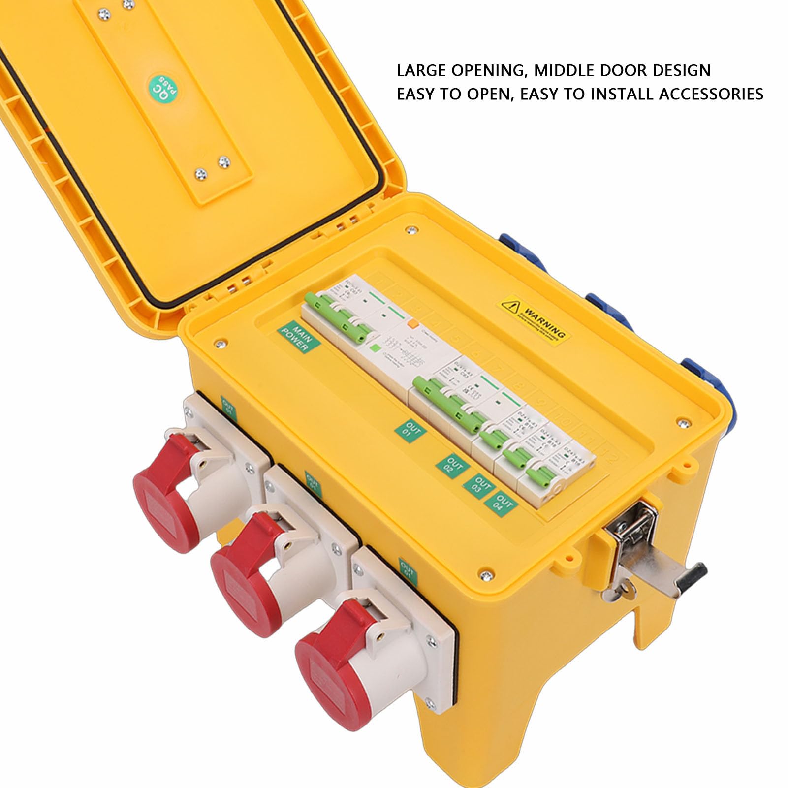 Generic Scatola di Distribuzione Elettrica Portatile con 3 Prese CEE 3P 3 CEE 4P Femmina per Cantiere Industriale Giardino, ABS, PC