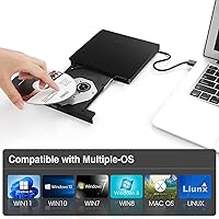 Vista 4 de YIUAEVL Unidad externa de CDDVD para laptop grabador de DVD -RW reproductor de CDDVD portátil unidad óptica de CD ROM lector de CDDVD convertidor