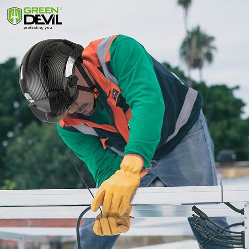 Miniatura 6 de GREEN DEVIL Casco de seguridad con visera tintada y transparente con ventilación Casco de construcción ABS Cascos de construcción para hombres