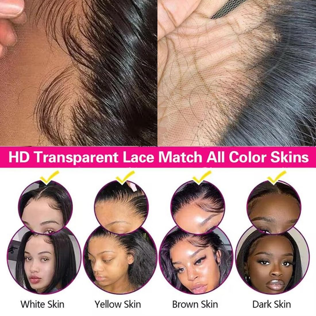 18 Inch Straight 4x4 HD Lace Closure Brazilian Virgin Human Hair Strasight Transparent Lace Closure Pre Plucked with Baby Hair Free Part