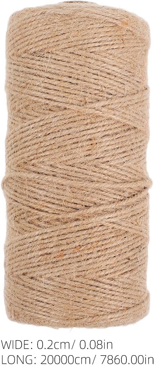 Natural Jute Twine String 2mm Khaki 1 Roll for Gardening and Present Wrapping, Flexible and Effortless Weaving Twine Cord with Rustic Charm for Craft Projects and Holiday Packaging
