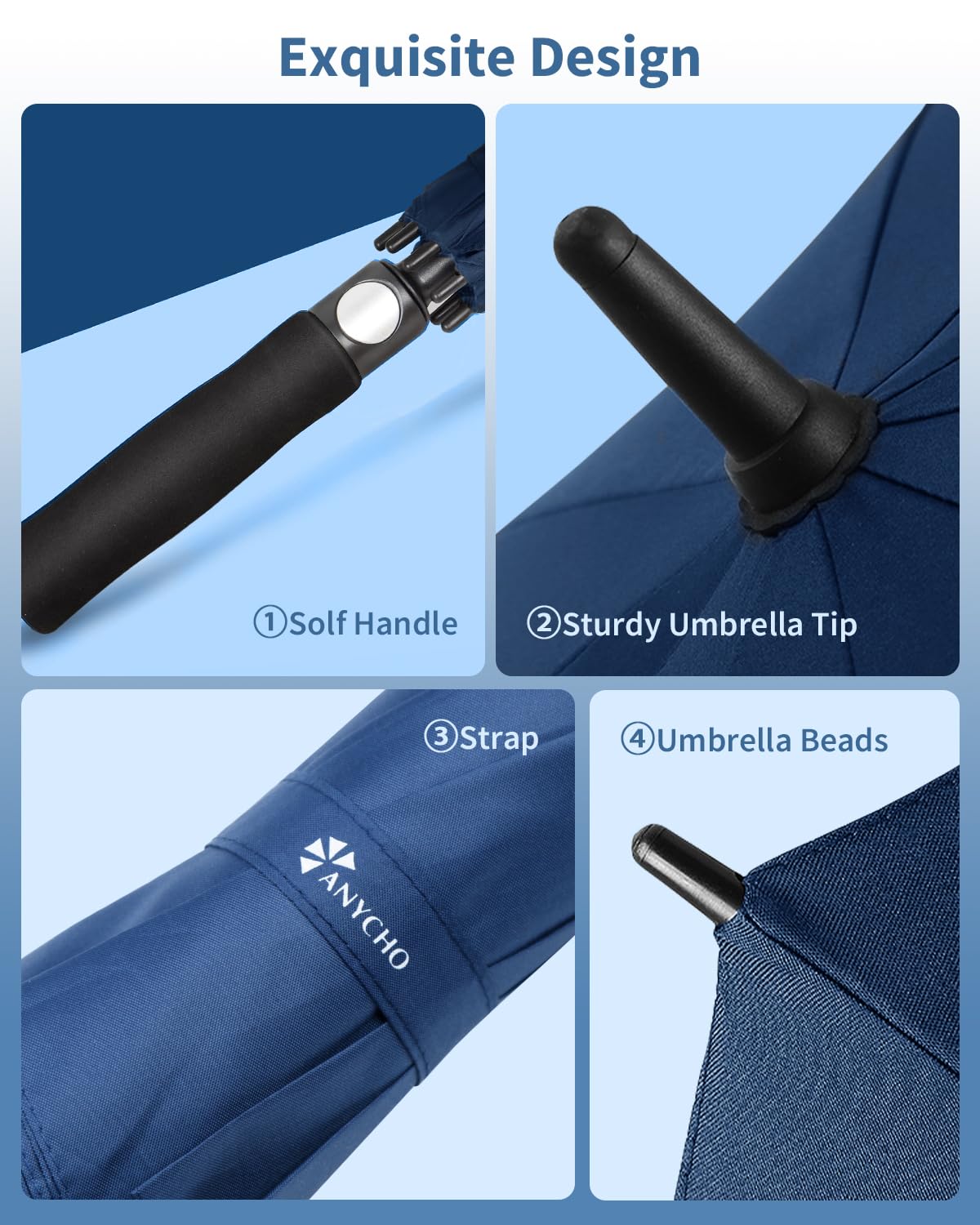 71vWSlUX66L._SL1500_ ANYCHO 60inch Big Umbrella for man, Auto Open Golf Rain Umbrella with cover, Windproof, Waterproof and UV Protection Umbrella Big Size for 2-3 Men, Women and Family (Black)