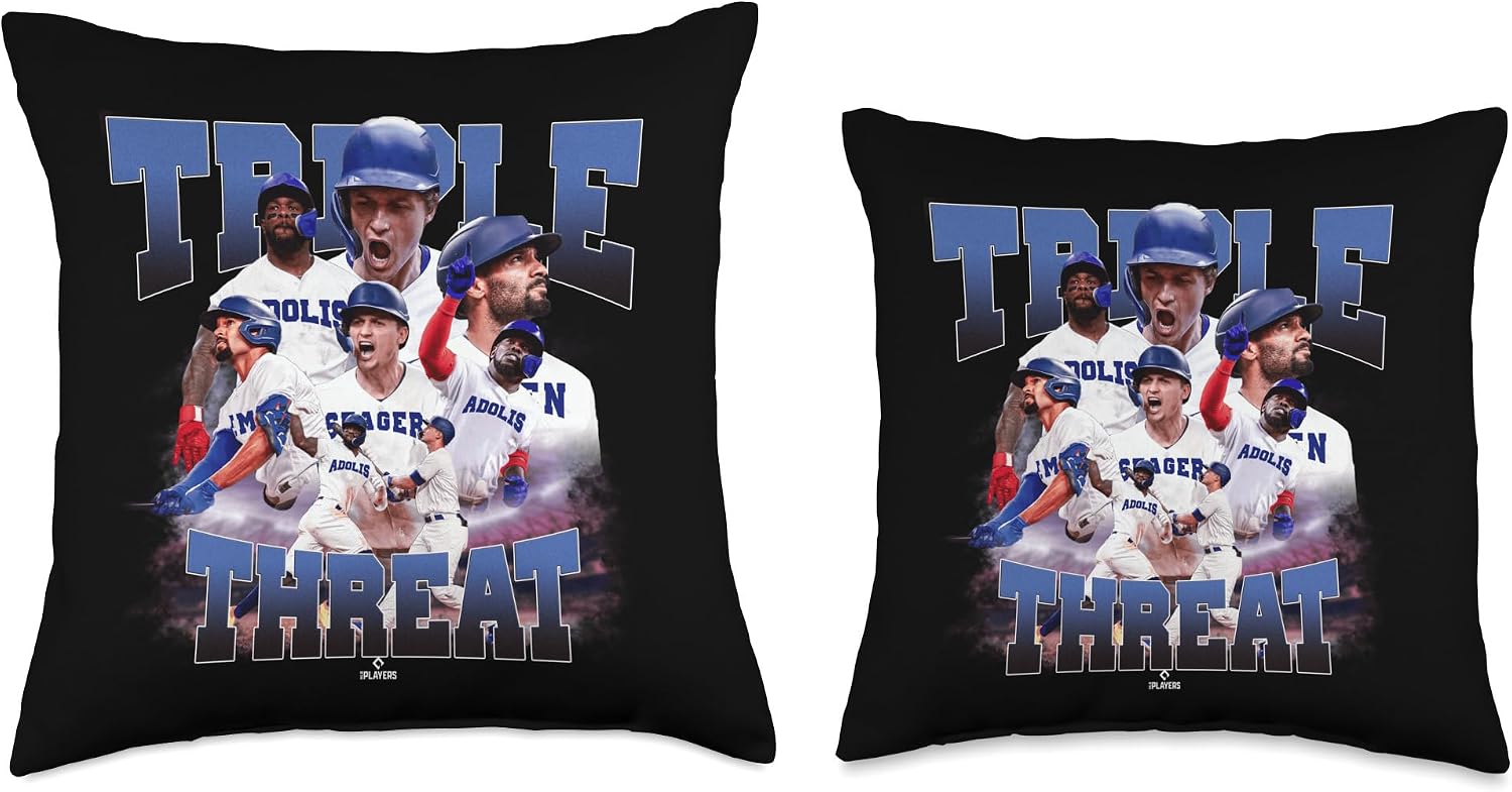 Corey Seager, Semien & Adolis García | TX | MLBTRIO4005 Throw Pillow