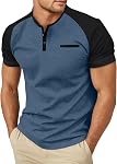 Sailwind Hommes Henley chemises manches courtes T-shirts occasionnels Bouton d'été T-Shirts avec poche