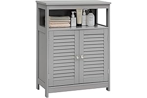 Tangkula Bathroom Storage Floor Cabinet: Freestanding, Sturdy, and Adjustable