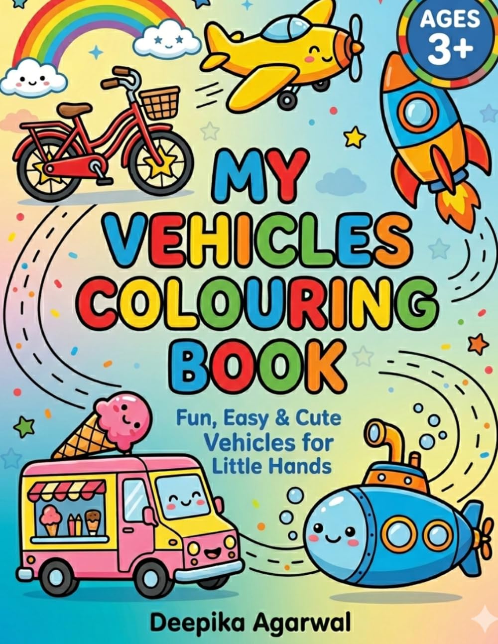 MY VEHICLES COLORING BOOK: Fun, Easy & Cute Vehicles for little hands