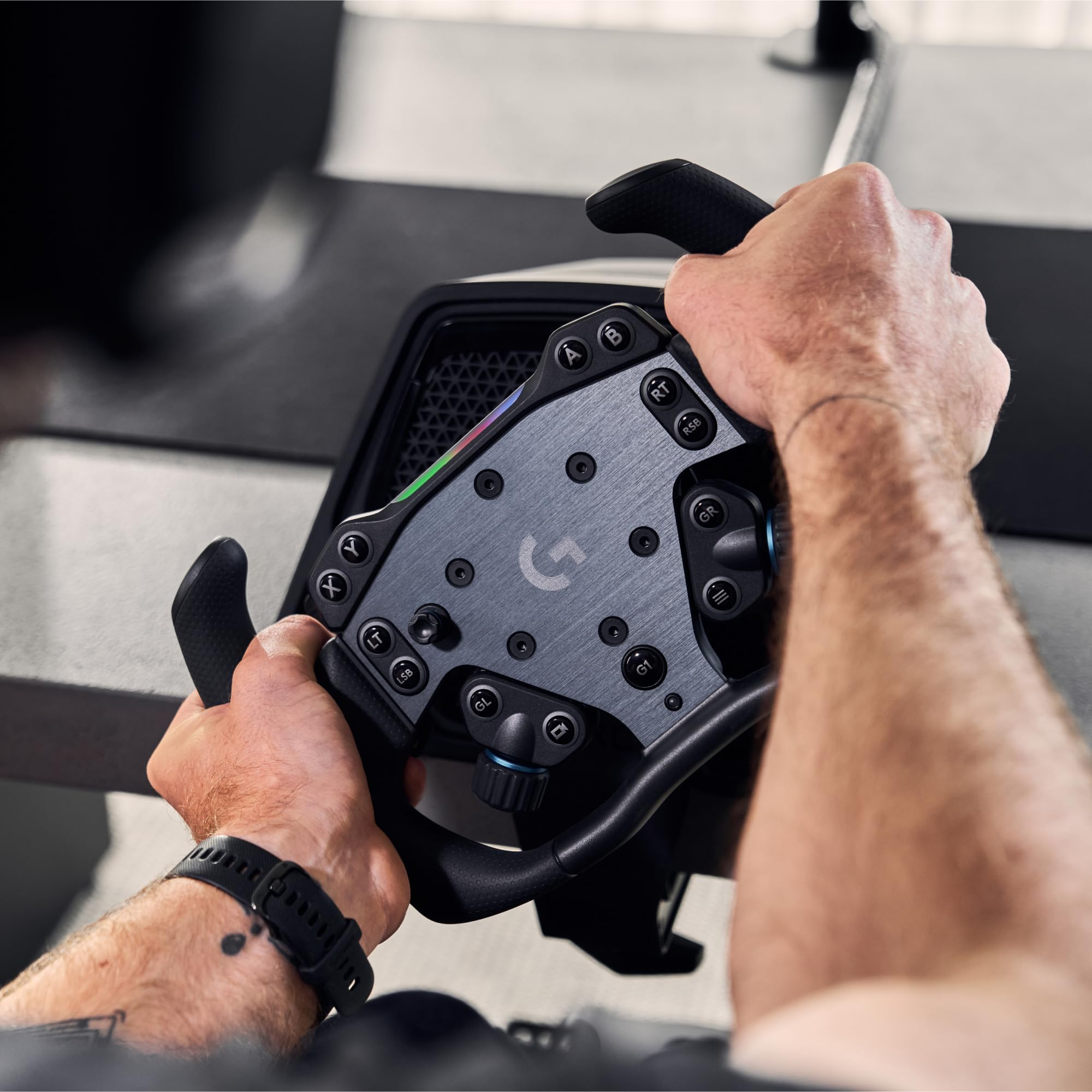 Logitech G RS50 System, setup de volante de simulación de 3 piezas | Base de volante RS50 con accionamiento directo de 8 N⋅m, RS Wheel Hub con 13 botones y RS Track Wheel - PS5/PS4/PC - Negro