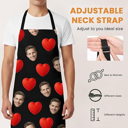 Miniatura 3 de Delantal personalizado, delantal con foto personalizada para hombres y mujeres, con 2 bolsillos, regalo personalizado de cumpleaños o Navidad