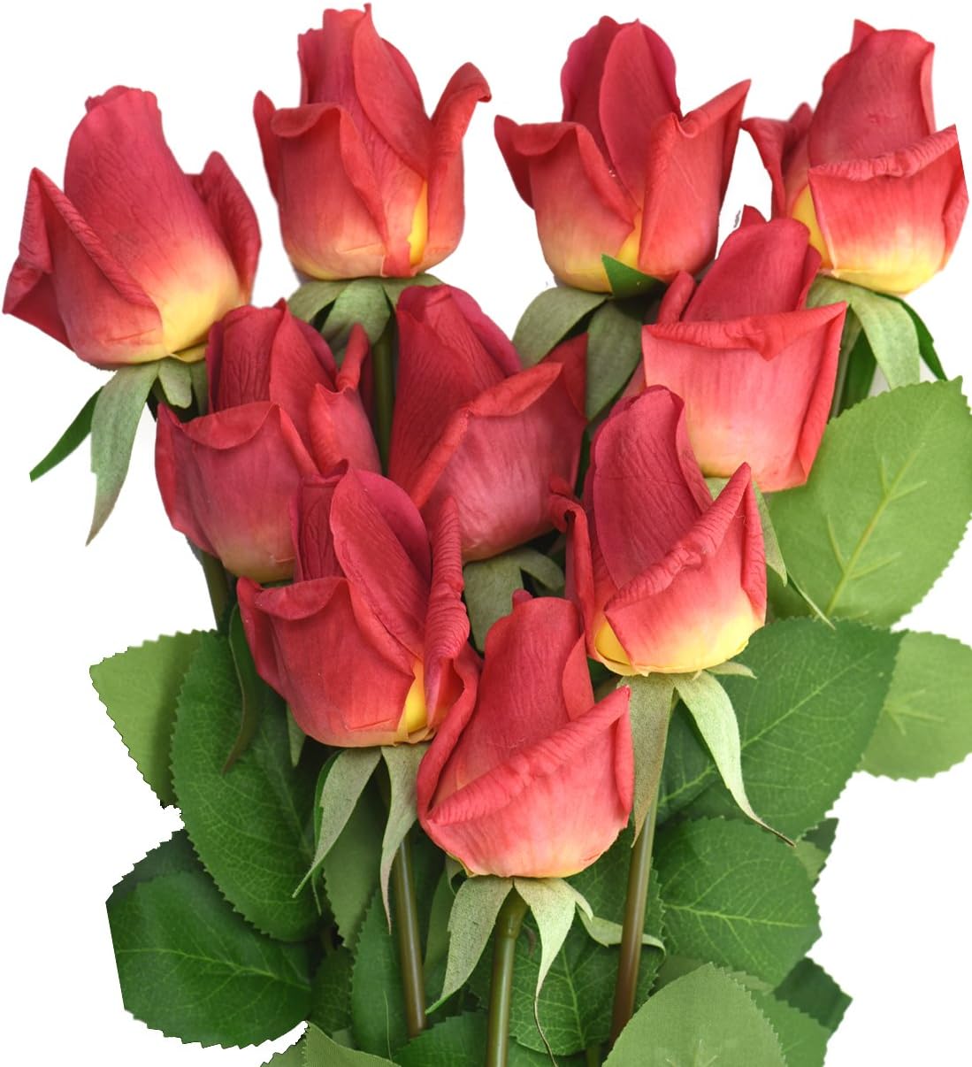 FiveSeasonStuff Roses Artificial Flowers 10 Long Stems (53cm) Charming Red Real Touch Silk Roses ‘Petals Feel and Look like Fresh Roses’ Bouquet of Flowers Floral Arrangements - Image 4