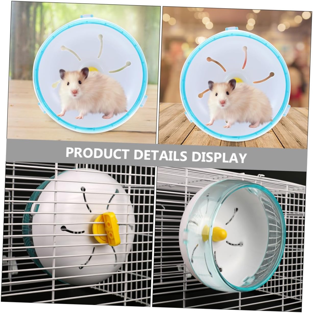 Kisangel Silent Large Hamster Running Wheel 21cm Blue for Hedgehogs Gerbils and Chinchillas Small Animal Exercise