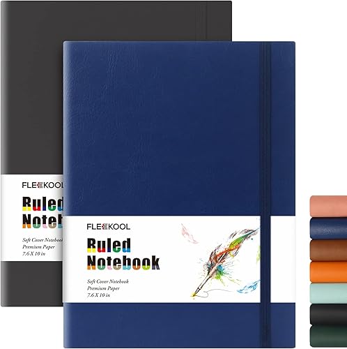 Miniatura 9 de Diarios de negocios, paquete de 2 cuadernos B5 con rayas universitarias, diario grande de tapa suave con papel rayado grueso de 3.53 oz/m², 376