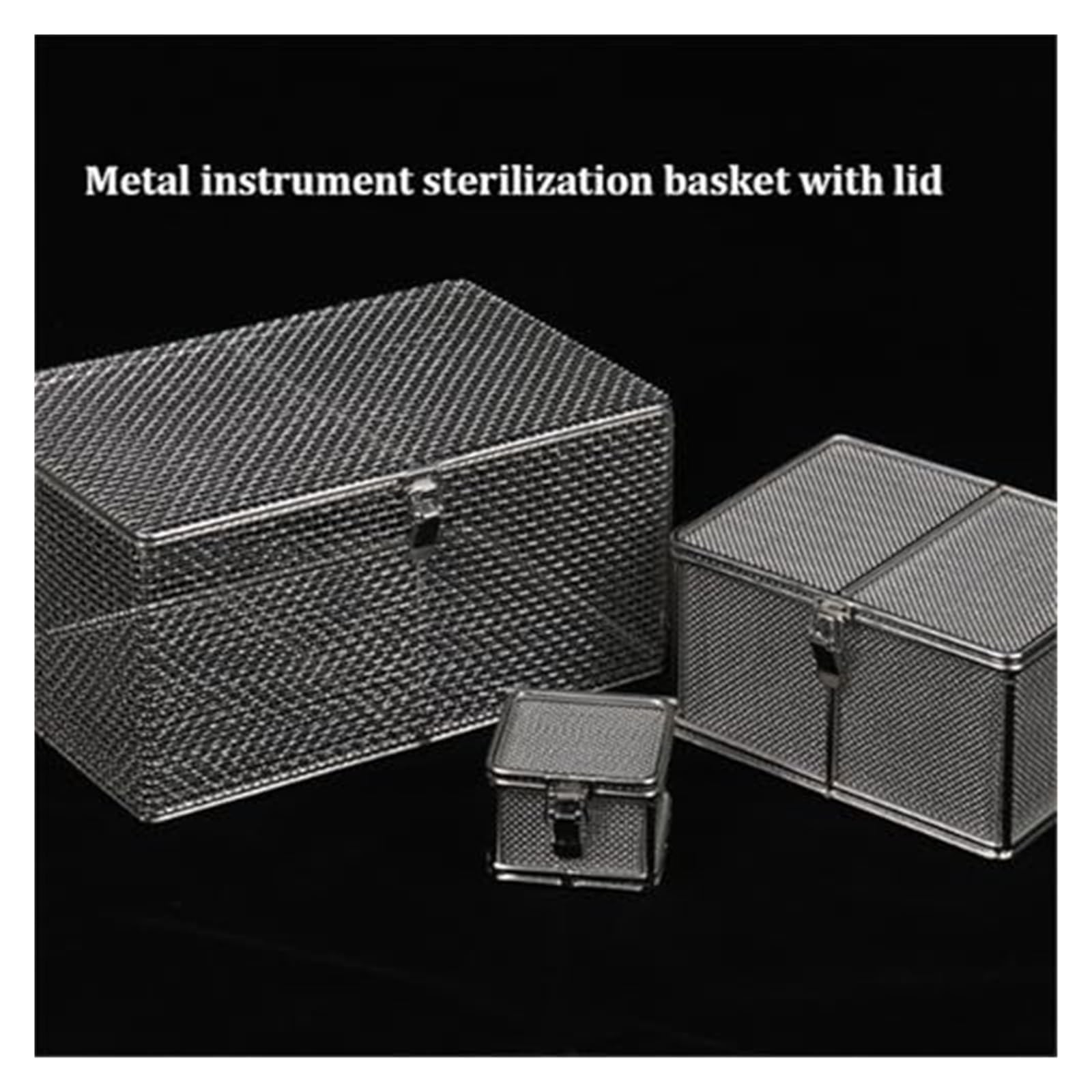 Cesta de Esterilización de Acero Inoxidable con Tapa Hermética - Bandeja de Malla Profesional para Equipos de Laboratorio e Instrumentos Reutilizables | 30*40*10cm