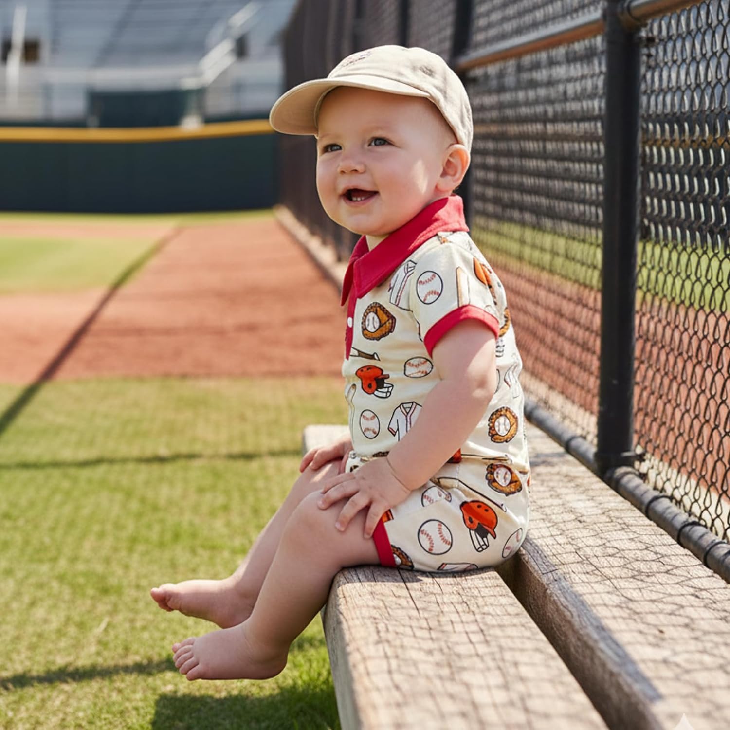 Sasaerucure Newborn Infant Baby Boy Summer Outfit Short Sleeve Button Down Jumpsuit One Piece Baseball Romper Onesie Clothes - Image 2