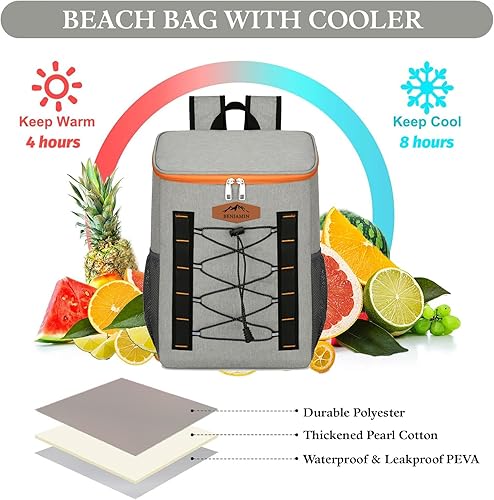 Miniatura 4 de Mochila enfriadora personalizada, mochilas portátiles de campamento con iniciales personalizadas para viajes, senderismo, mochila de picnic en la