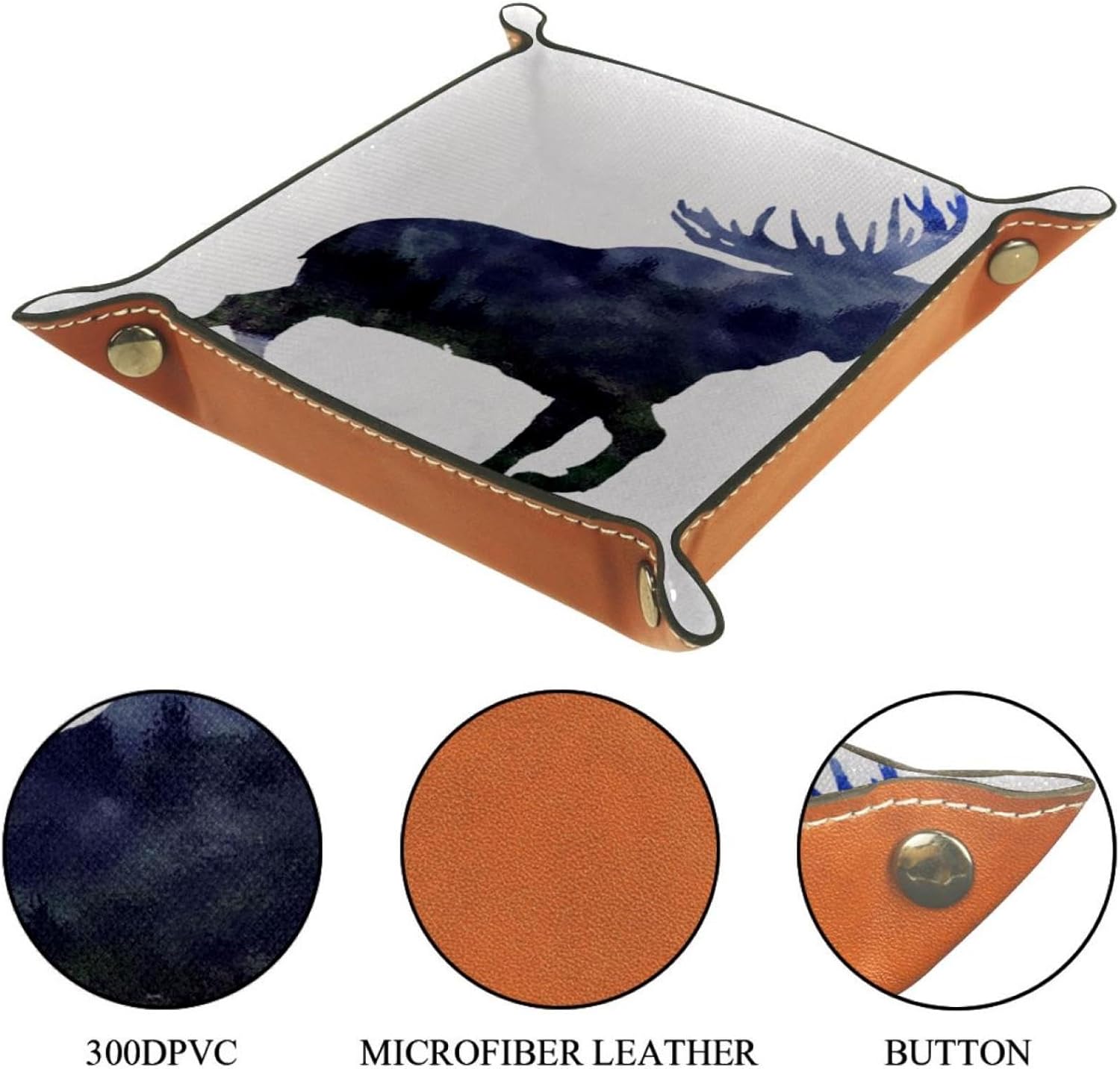 Misty Forest Moose Dice Tray PU Leather Dice Trays Folding Dice Holder Tray for Dice Games Like RPG, DND and Other Table Games