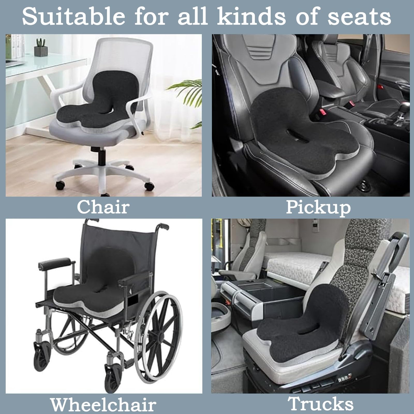 Cuscino Per Sciatica Cuscino,Cuscino Per Schienale E Seduta,Cuscini Integrati A Forma L In Memory Foam,Protezione Lombare E Delle Natiche Sollievo Da Pressione Ufficio Auto Studio Viaggio(Gray)