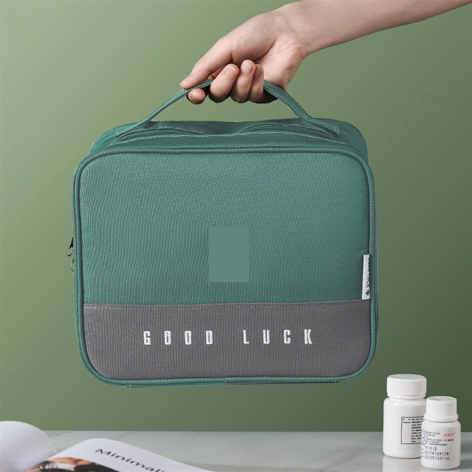 JINGYAN Borse da toilette Cosmetic Bag Women BagLeather Waterproof Zipper Make Up Travel Washing Makeup Beauty Case