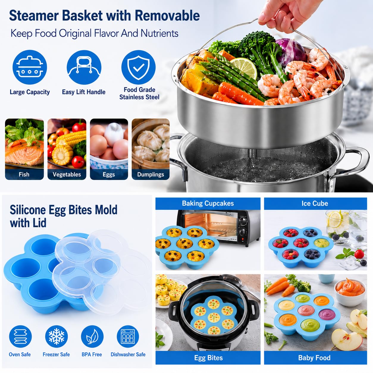 Amazon.com: Accessories for Instant Pot, 73 PCS Accessories for Pressure Cooker for 5/6/8 Qt Electric Pressure Cooker -2 Steamer Baskets, Steamer Rack, Non-stick Springform Pan, Egg Rack: Home & Kitchen Amazon.com: Accessories for Instant Pot, 73 PCS Accessories for Pressure Cooker for 5/6/8 Qt Electric Pressure Cooker -2 Steamer Baskets, Steamer Rack, Non-stick Springform Pan, Egg Rack: Home & Kitchen