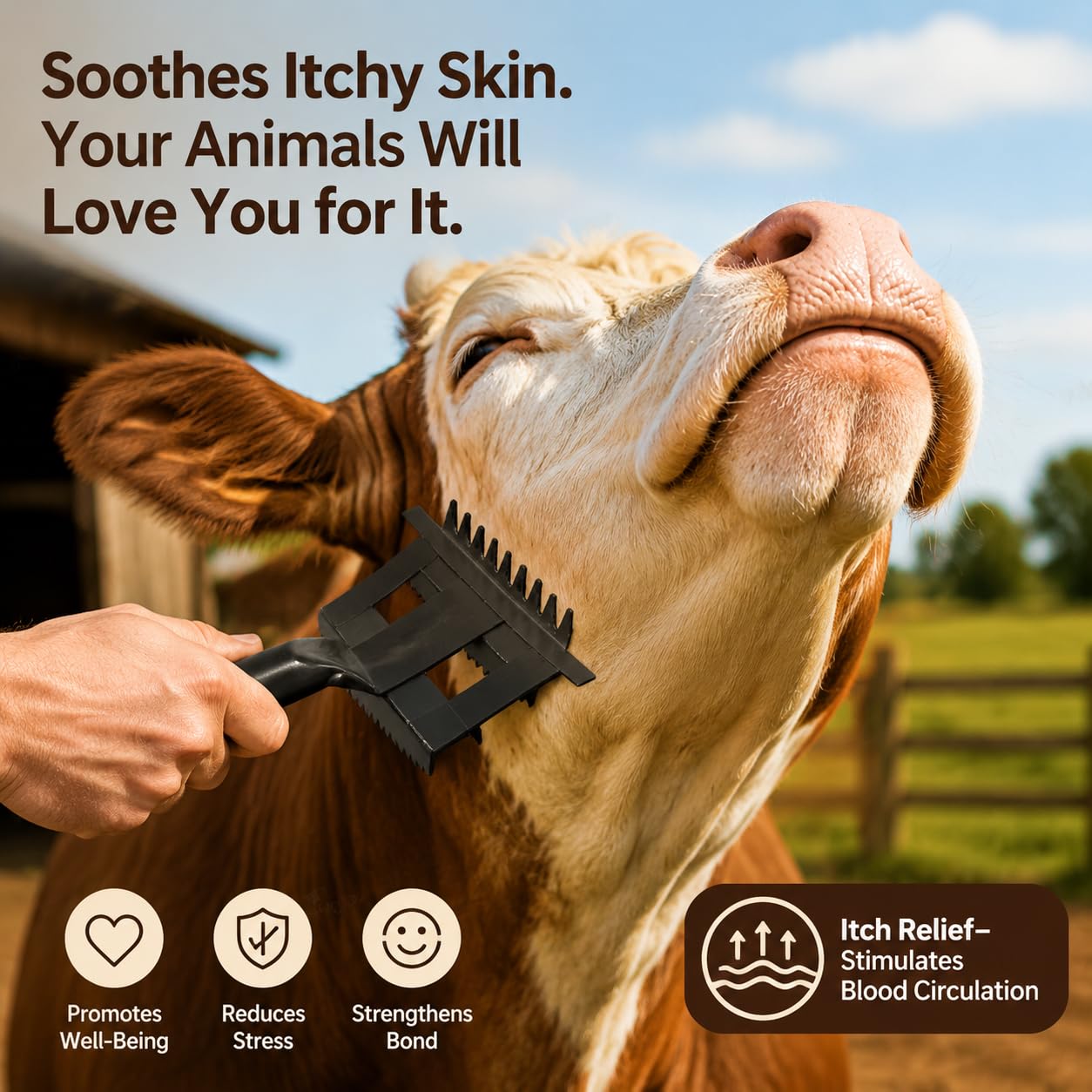 Vieh Rinderkamm Kuh Schafe Pferdehaarreinigung Slicker Brush Antipruritisches Tragbares Kammhaar Fellpflege Rechenbürste Farm Tool