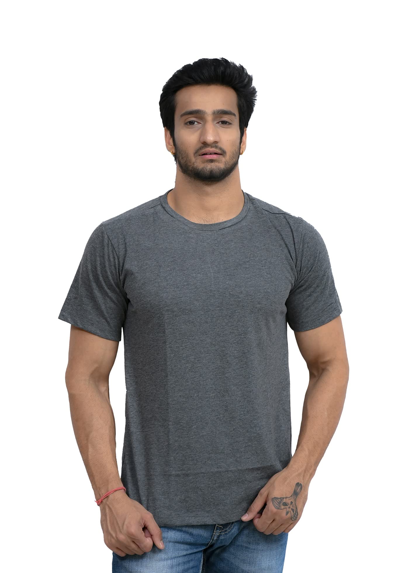 KAPOWMen's Regular Fit Casual T-Shirt (Grey, XL)