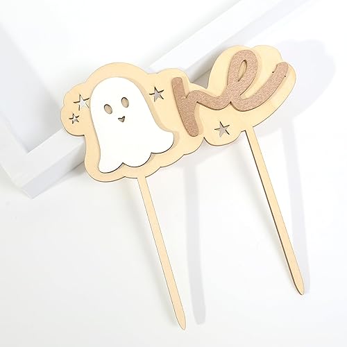 Miniatura 7 de Decoración de madera de fantasma de Halloween para tartas  Decoración de pastel de fiesta de cumpleaños temática espeluznante  Decoración de
