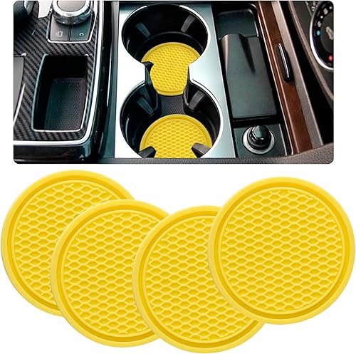 Portavasos para automóvil, paquete de 4 portavasos antideslizantes, antiarañazos, accesorios universales para el interior del vehículo para mujeres