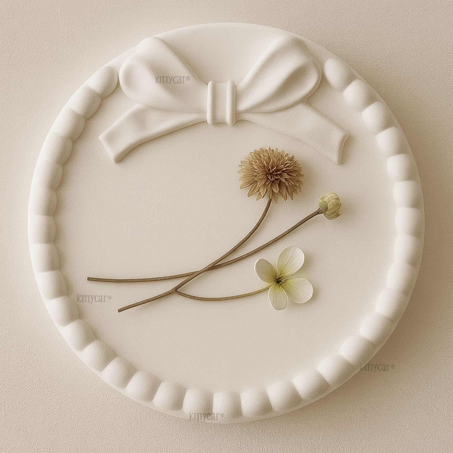 Kitty Cat® Aesthetic Bow Trinket Tray for Keys, Jewelry & Perfume – Pure White Slim Decorative Plate for Entryway, Bathroom & Bedroom | Modern Home Decor Organizer | Gift for Women (10.8x10.8 cm)-image-25
