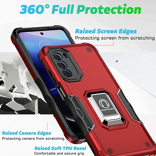 Miniatura 5 de Funda para Moto G Stylus 5G 2022 con protector de pantalla de vidrio templado, cubierta trasera dura de grado militar con función atril y funda para