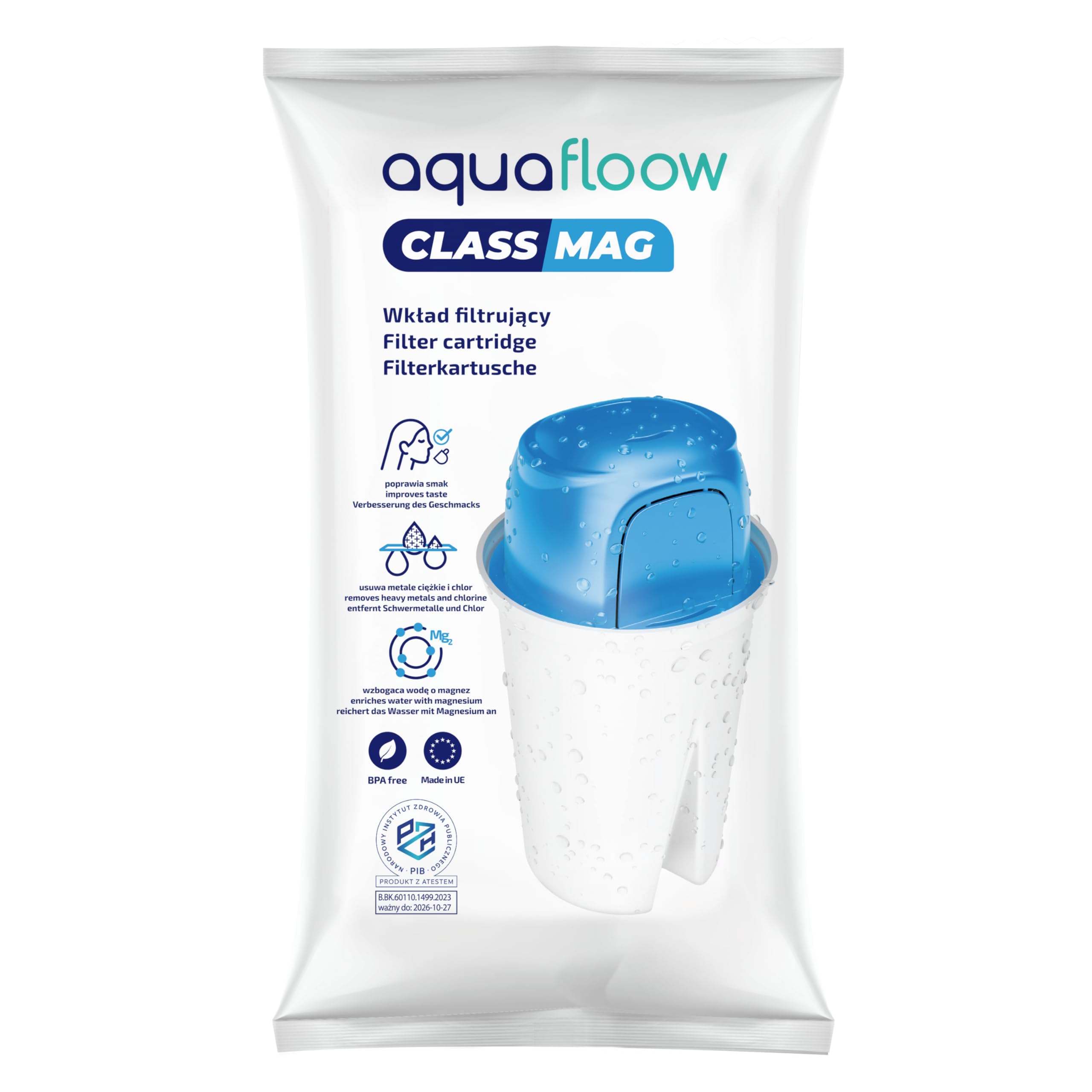 Aquafloow Magnesio Cartuchos de Filtro de Agua para Jarras | Filtrar Agua Limpia y Enriquecerla con Magnesio | Recambio para Aquaphor B15 Standard, Dafi Classic, Brita Classic, Laica – 15 Piezas