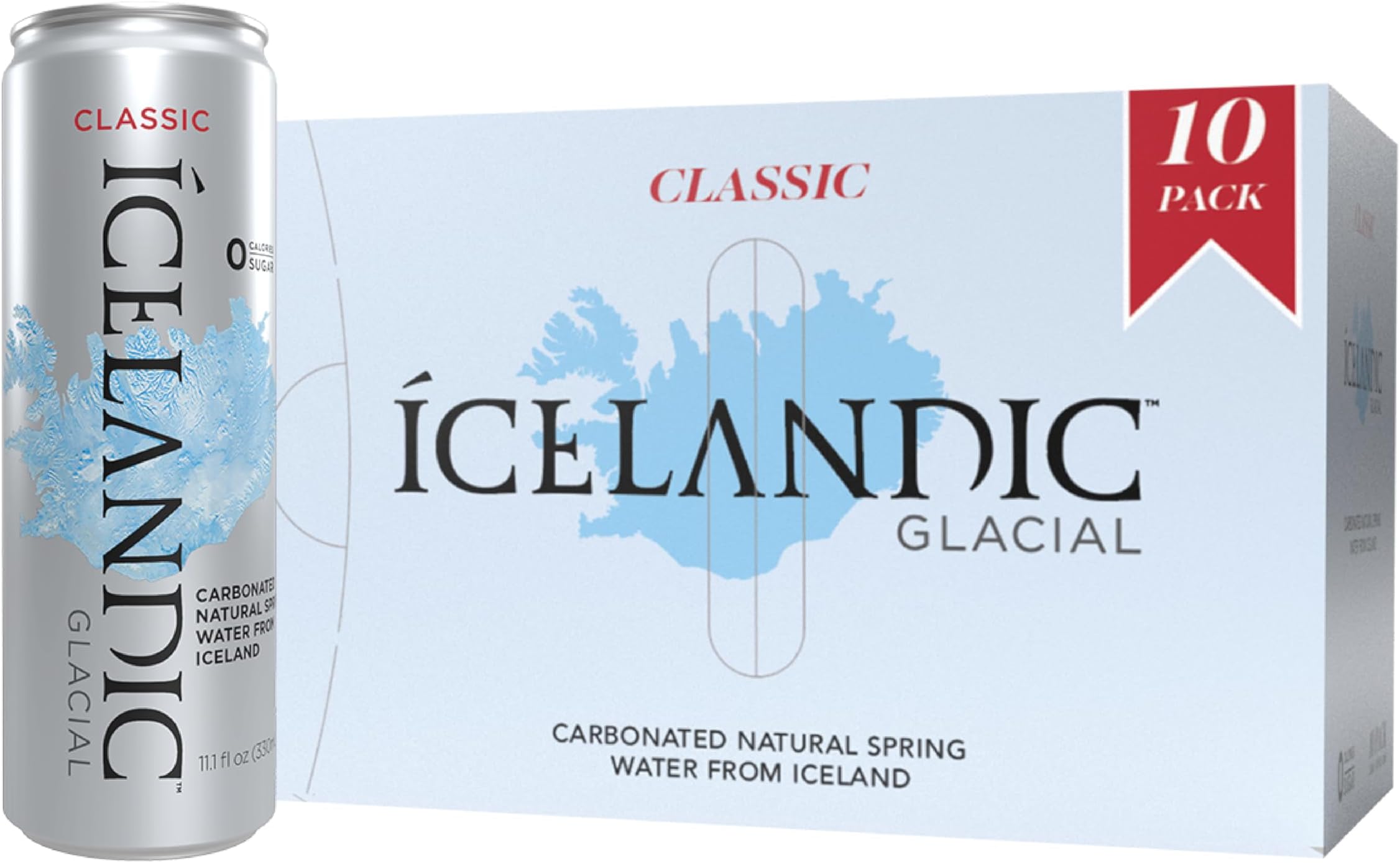 Icelandic Glacial Sparkling Water, Unflavored, 330 ml Cans, 10 Count