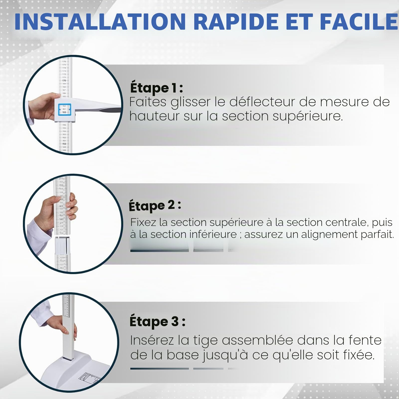 Stadiomètre Portable de 20 à 210 cm avec Barre de Mesure Numérique, Altimètre Médical, Stadiomètre Portable avec Double écran pour la Maison, Le Bureau, L'examen Médical
