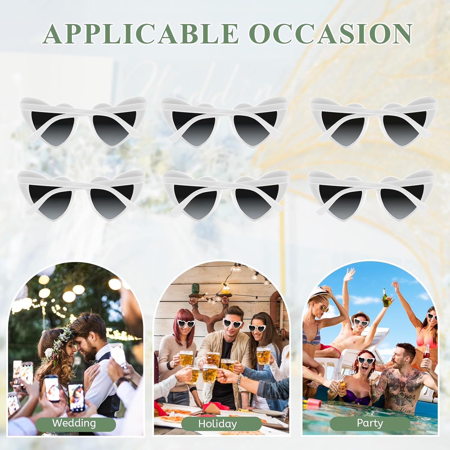 4/6/8/10/12 Pack Bachelorette Sunglasses Heart Sunglasses Vintage Heart Shaped Glasses for Women Bridal Party Wedding - Image 6
