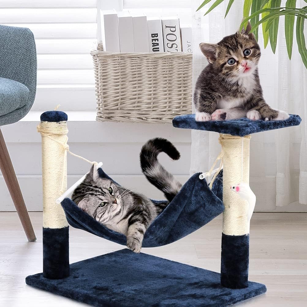 Cat Scratching Post with Hammock - Cat Scratchers for Indoor Cats, Cat Scratch Posts and Scratchers with Interactive Toy